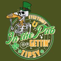 Funny St Patricks Day Everybody In The Pub Gettin Tipsy Skeleton Beer Backpack