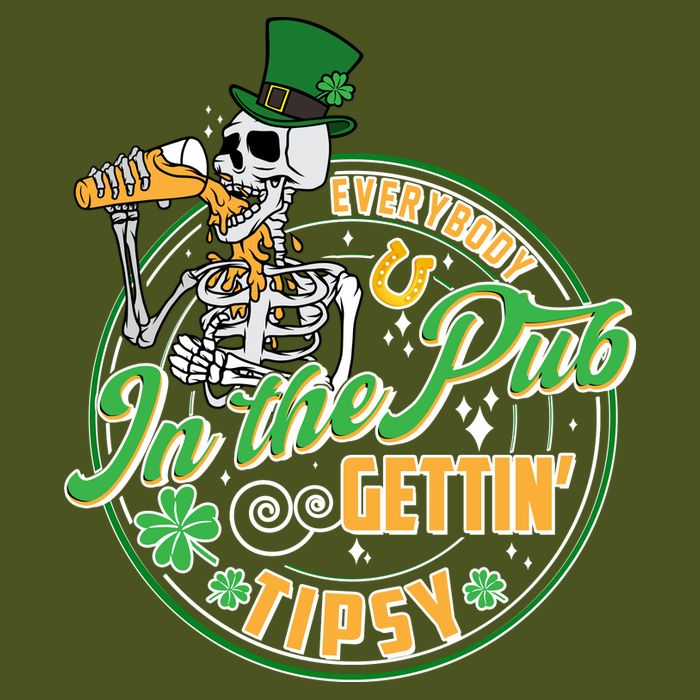 Funny St Patricks Day Everybody In The Pub Gettin Tipsy Skeleton Beer Backpack