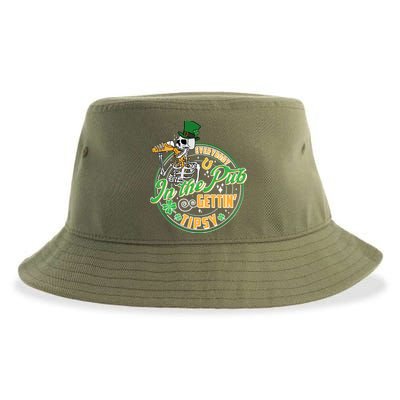 Funny St Patricks Day Everybody In The Pub Gettin Tipsy Skeleton Beer Sustainable Bucket Hat