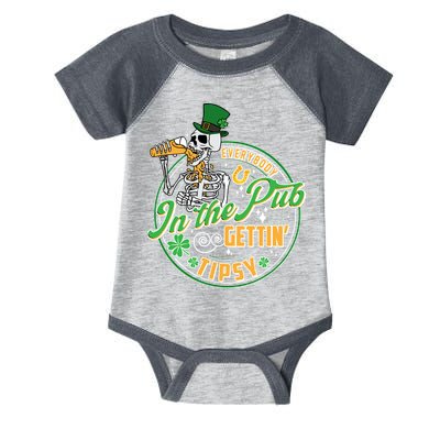 Funny St Patricks Day Everybody In The Pub Gettin Tipsy Skeleton Beer Infant Baby Jersey Bodysuit