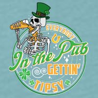 Funny St Patricks Day Everybody In The Pub Gettin Tipsy Skeleton Beer Sueded Cloud Jersey T-Shirt