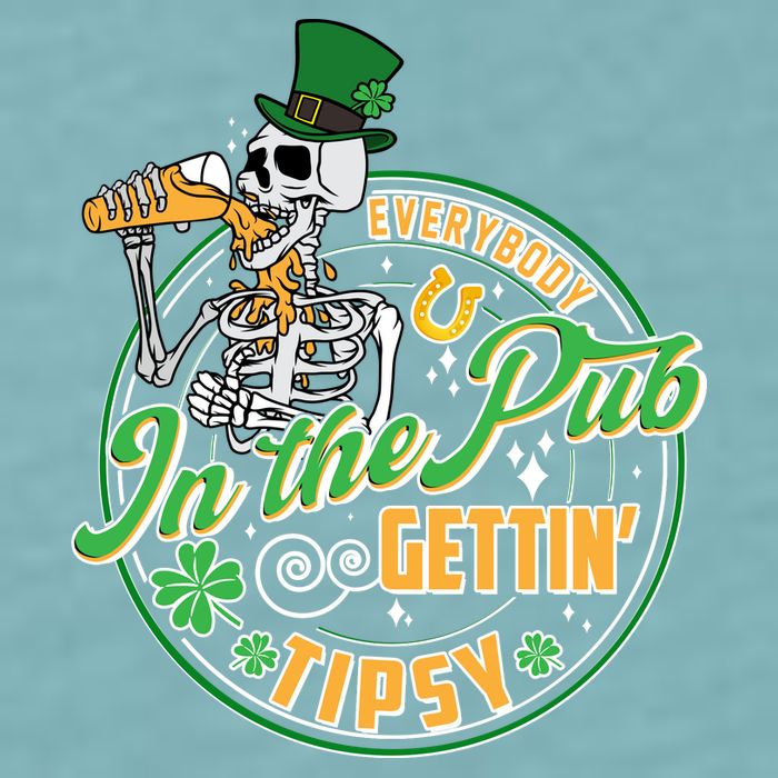 Funny St Patricks Day Everybody In The Pub Gettin Tipsy Skeleton Beer Sueded Cloud Jersey T-Shirt