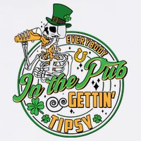 Funny St Patricks Day Everybody In The Pub Gettin Tipsy Skeleton Beer Garment-Dyed Sweatshirt