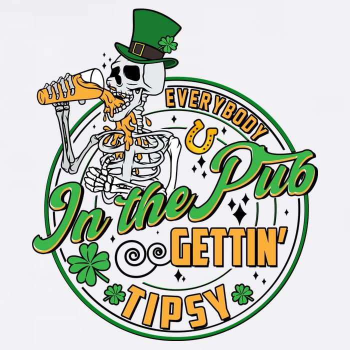Funny St Patricks Day Everybody In The Pub Gettin Tipsy Skeleton Beer Garment-Dyed Sweatshirt