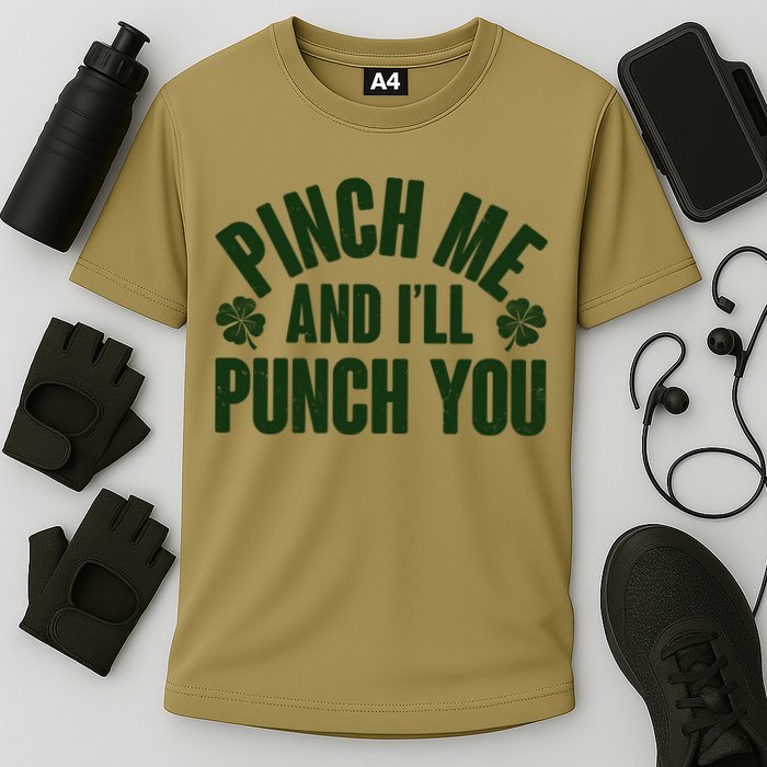 Funny St Patrick's Day Pinch Me And I'll Punch You Cooling Performance Crew T-Shirt