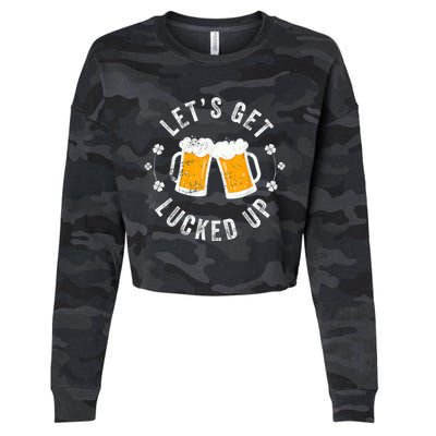 Funny St Patricks Day Lets Get Lucked Up Cropped Pullover Crew