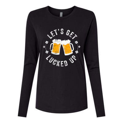 Funny St Patricks Day Lets Get Lucked Up Womens Cotton Relaxed Long Sleeve T-Shirt