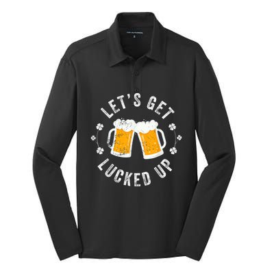 Funny St Patricks Day Lets Get Lucked Up Silk Touch Performance Long Sleeve Polo