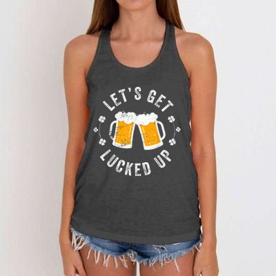 Funny St Patricks Day Lets Get Lucked Up Women's Knotted Racerback Tank