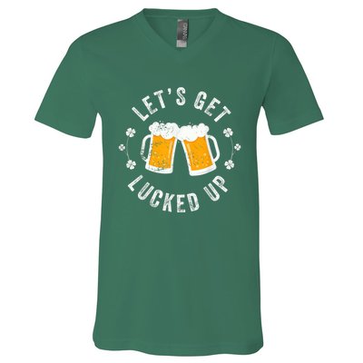 Funny St Patricks Day Lets Get Lucked Up V-Neck T-Shirt