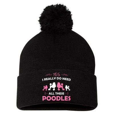 Funny Standard Poodle Dog Lover Puppy Breed Pink Pom Pom 12in Knit Beanie