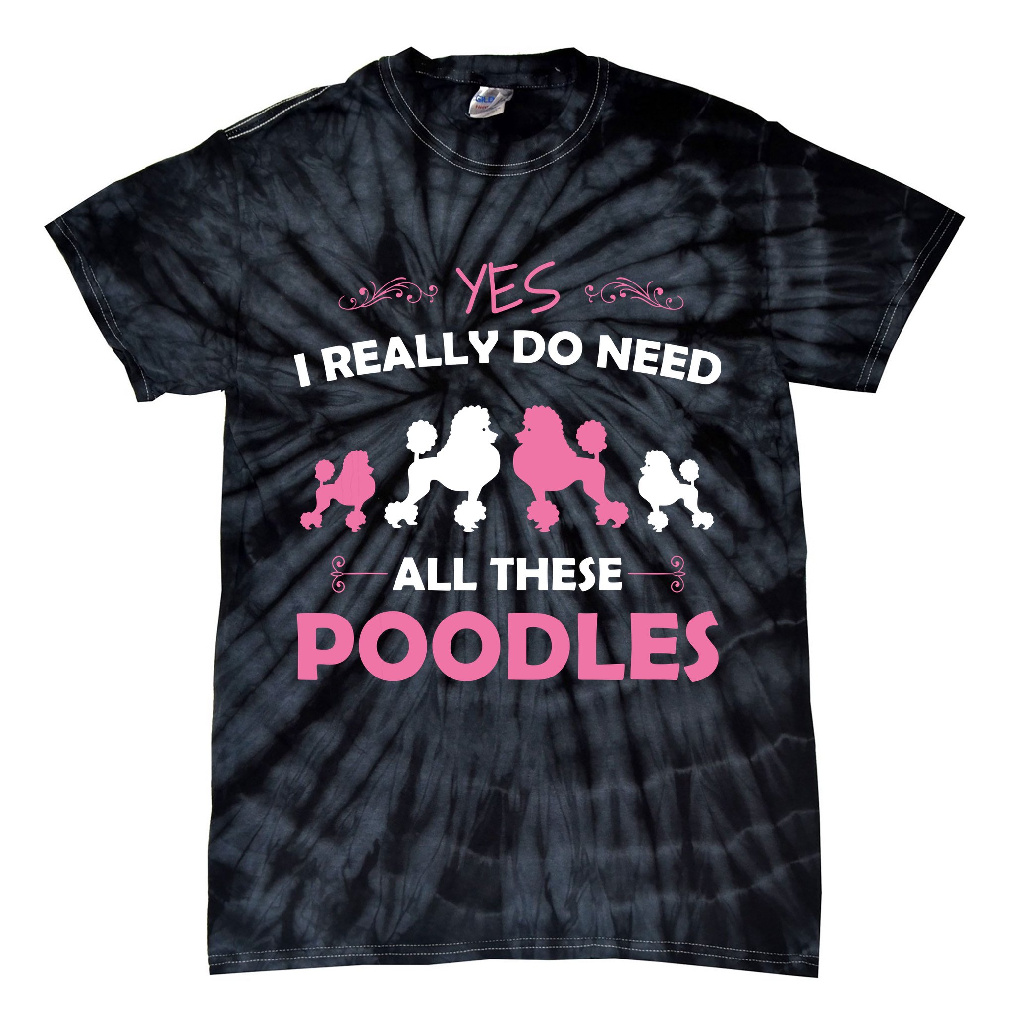 Funny Standard Poodle Dog Lover Puppy Breed Pink Tie-Dye T-Shirt