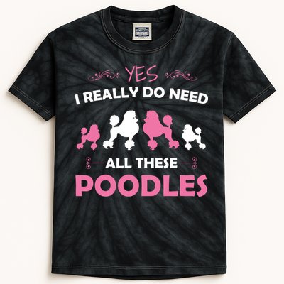 Funny Standard Poodle Dog Lover Puppy Breed Pink Kids Tie-Dye T-Shirt