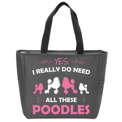 Funny Standard Poodle Dog Lover Puppy Breed Pink Zip Tote Bag
