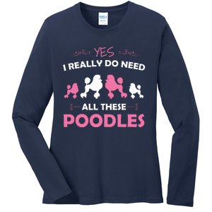 Funny Standard Poodle Dog Lover Puppy Breed Pink Ladies Long Sleeve Shirt