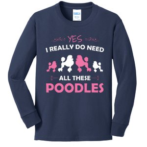 Funny Standard Poodle Dog Lover Puppy Breed Pink Kids Long Sleeve Shirt