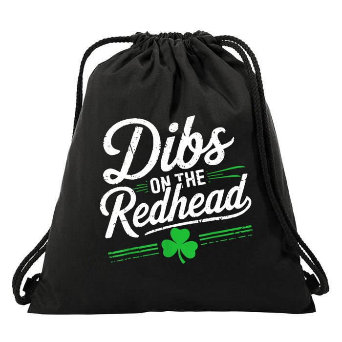 Funny St PatrickS Day Dibs On The Redhead Shamrock Drawstring Bag