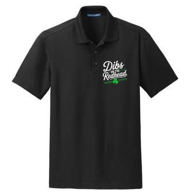 Funny St PatrickS Day Dibs On The Redhead Shamrock Dry Zone Grid Polo
