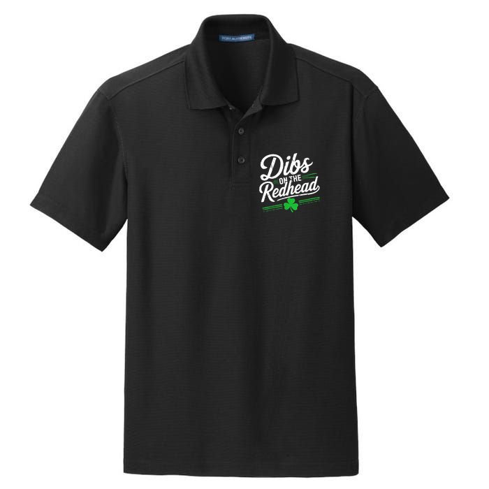 Funny St PatrickS Day Dibs On The Redhead Shamrock Dry Zone Grid Polo