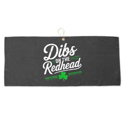 Funny St PatrickS Day Dibs On The Redhead Shamrock Large Microfiber Waffle Golf Towel