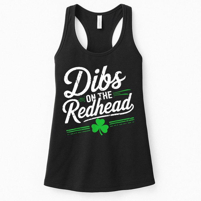 Funny St PatrickS Day Dibs On The Redhead Shamrock Womens Tank Top