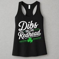Funny St PatrickS Day Dibs On The Redhead Shamrock Womens Tank Top