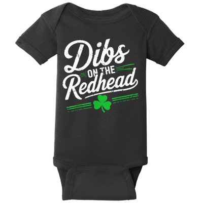 Funny St PatrickS Day Dibs On The Redhead Shamrock Baby Bodysuit