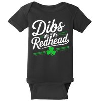 Funny St PatrickS Day Dibs On The Redhead Shamrock Baby Bodysuit