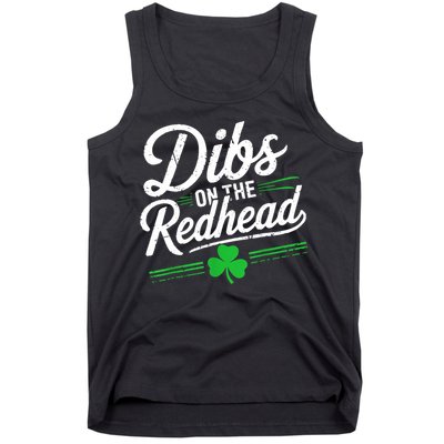 Funny St PatrickS Day Dibs On The Redhead Shamrock Tank Top