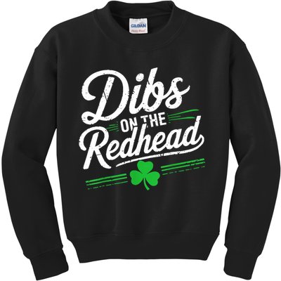 Funny St PatrickS Day Dibs On The Redhead Shamrock Kids Sweatshirt