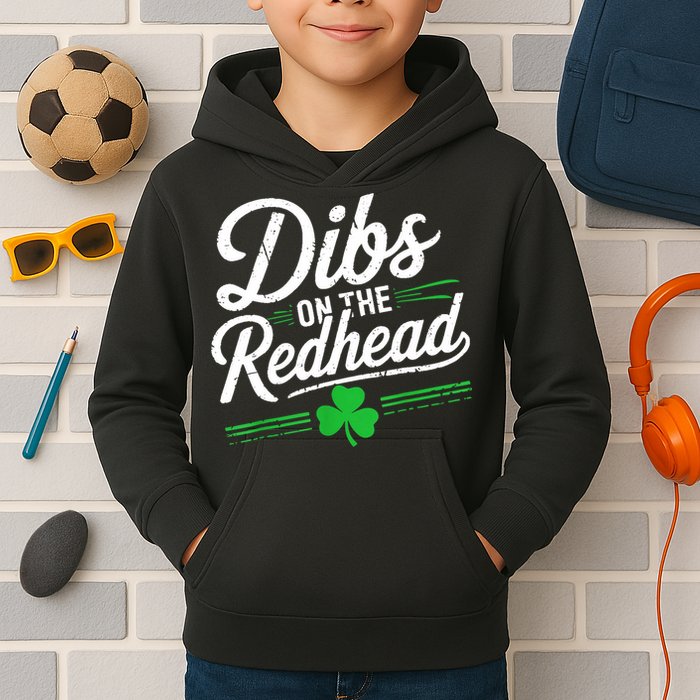 Funny St PatrickS Day Dibs On The Redhead Shamrock Kids Hoodie