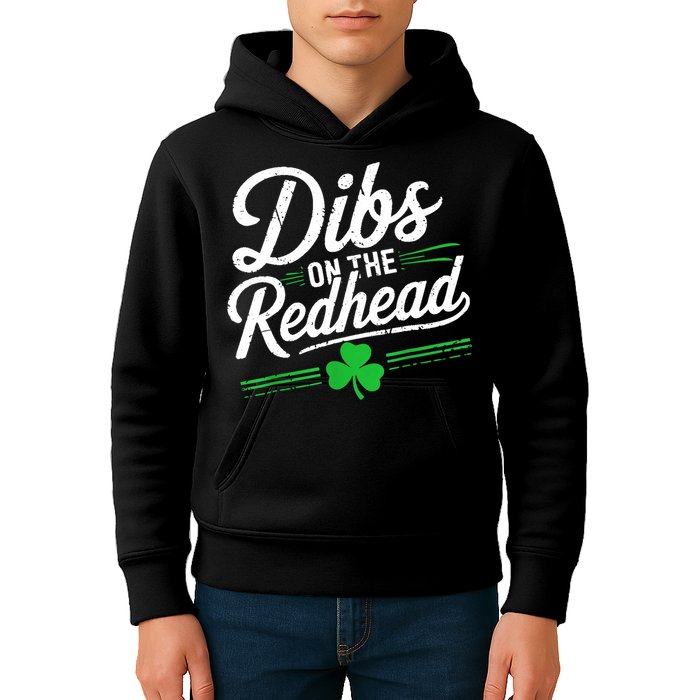 Funny St PatrickS Day Dibs On The Redhead Shamrock Kids Hoodie