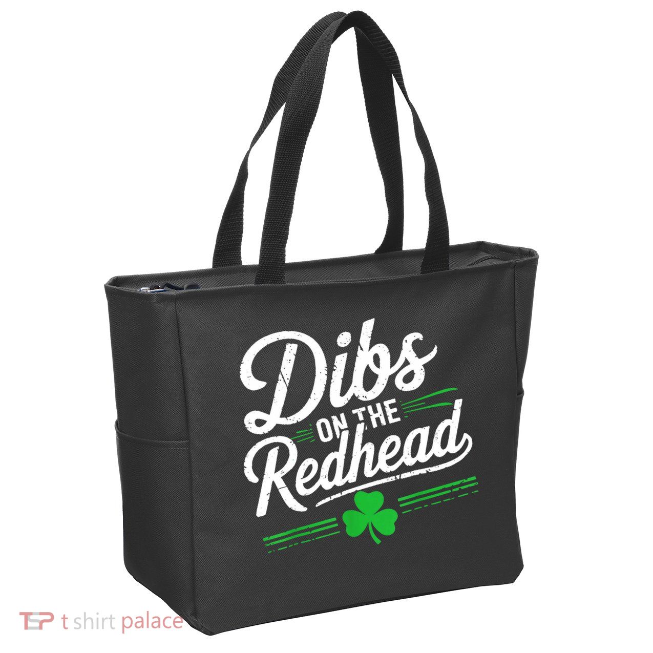 Funny St PatrickS Day Dibs On The Redhead Shamrock Zip Tote Bag