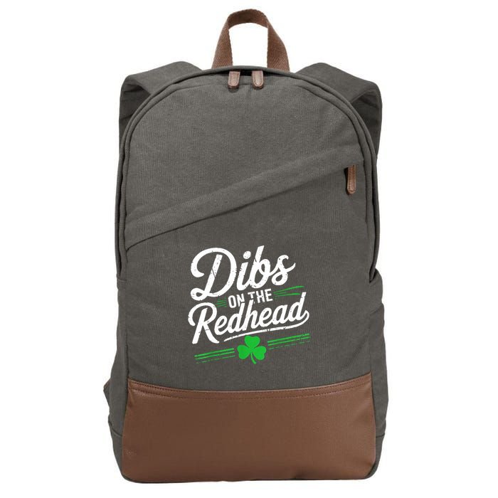 Funny St PatrickS Day Dibs On The Redhead Shamrock Cotton Canvas Backpack