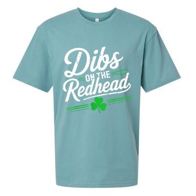 Funny St PatrickS Day Dibs On The Redhead Shamrock Sueded Cloud Jersey T-Shirt
