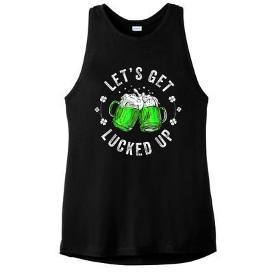 Funny St Patricks Day Lets Get Lucked Up Ladies PosiCharge Tri-Blend Wicking Tank