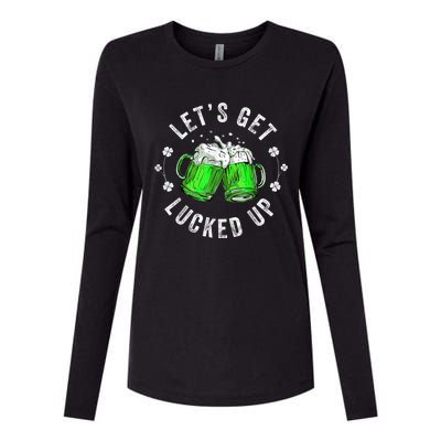 Funny St Patricks Day Lets Get Lucked Up Womens Cotton Relaxed Long Sleeve T-Shirt