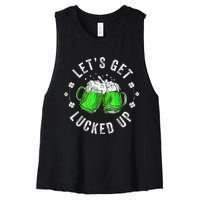 Funny St Patricks Day Lets Get Lucked Up Women's Racerback Cropped Tank