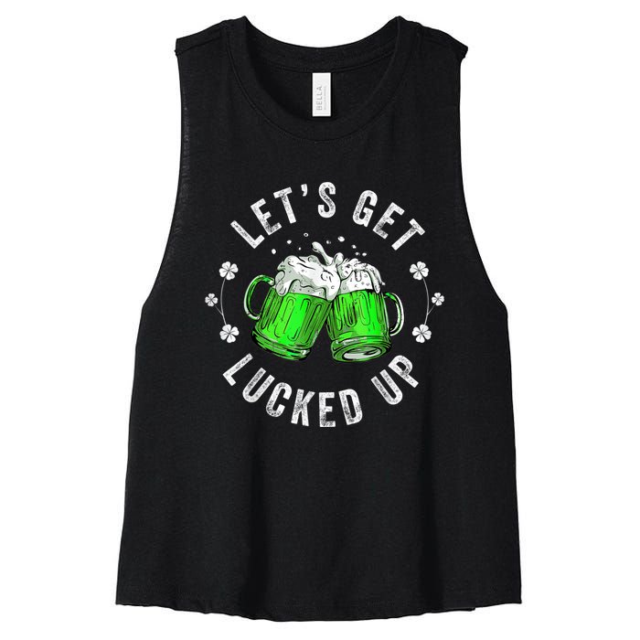 Funny St Patricks Day Lets Get Lucked Up Women's Racerback Cropped Tank