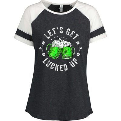 Funny St Patricks Day Lets Get Lucked Up Enza Ladies Jersey Colorblock Tee