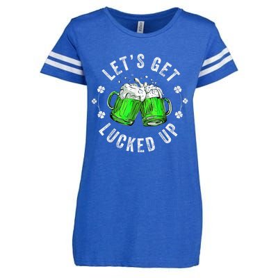 Funny St Patricks Day Lets Get Lucked Up Enza Ladies Jersey Football T-Shirt