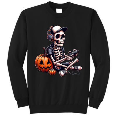 Funny Skeleton Playing Video Game Halloween Gamer Sweatshirt