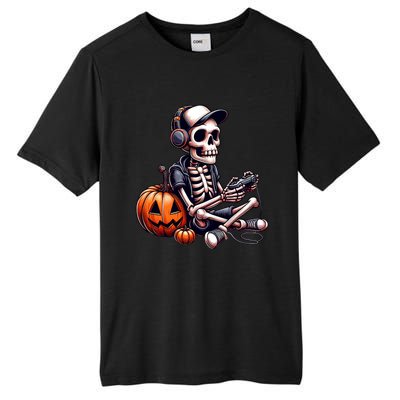 Funny Skeleton Playing Video Game Halloween Gamer Tall Fusion ChromaSoft Performance T-Shirt