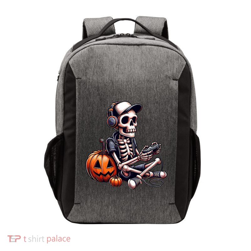 Funny Skeleton Playing Video Game Halloween Gamer Vector Backpack