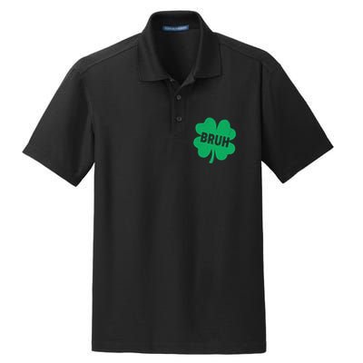 Funny St Patricks Day Bruh Lucky Shamrock Clover Dry Zone Grid Polo