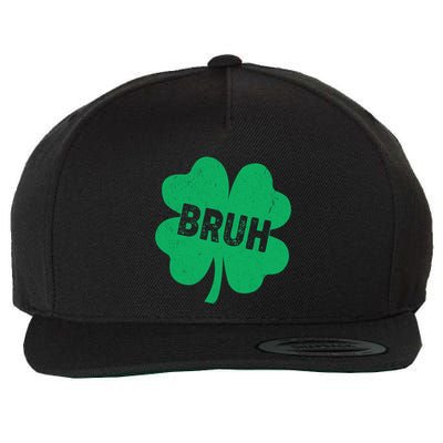 Funny St Patricks Day Bruh Lucky Shamrock Clover Wool Snapback Cap