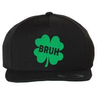 Funny St Patricks Day Bruh Lucky Shamrock Clover Wool Snapback Cap