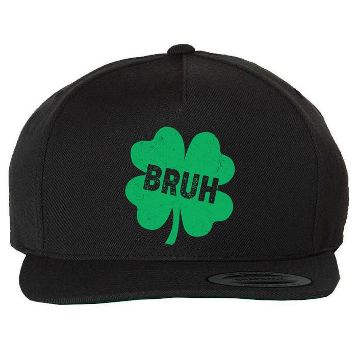 Funny St Patricks Day Bruh Lucky Shamrock Clover Wool Snapback Cap