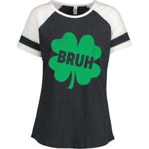 Funny St Patricks Day Bruh Lucky Shamrock Clover Enza Ladies Jersey Colorblock Tee