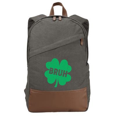 Funny St Patricks Day Bruh Lucky Shamrock Clover Cotton Canvas Backpack